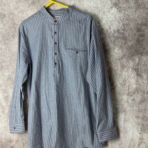 Lee Valley Ireland Striped Gray Grandfather flannel Men's Shirt